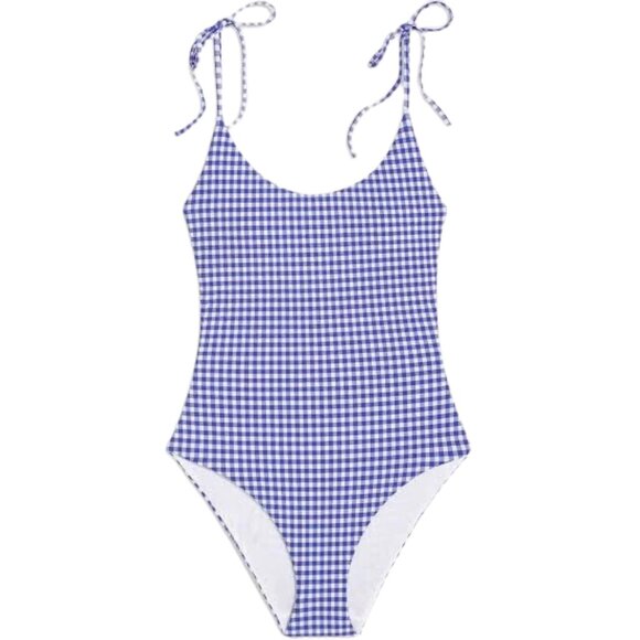 ONIA Ginny Gingham One-Piece Swimsuit – Royal Blue NWT | Size Large | $195 MSRP - Picture 2 of 6